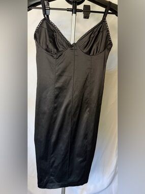 EXTYN Italia Black Satin Bustier Slip Dress Size Small Made in Italy